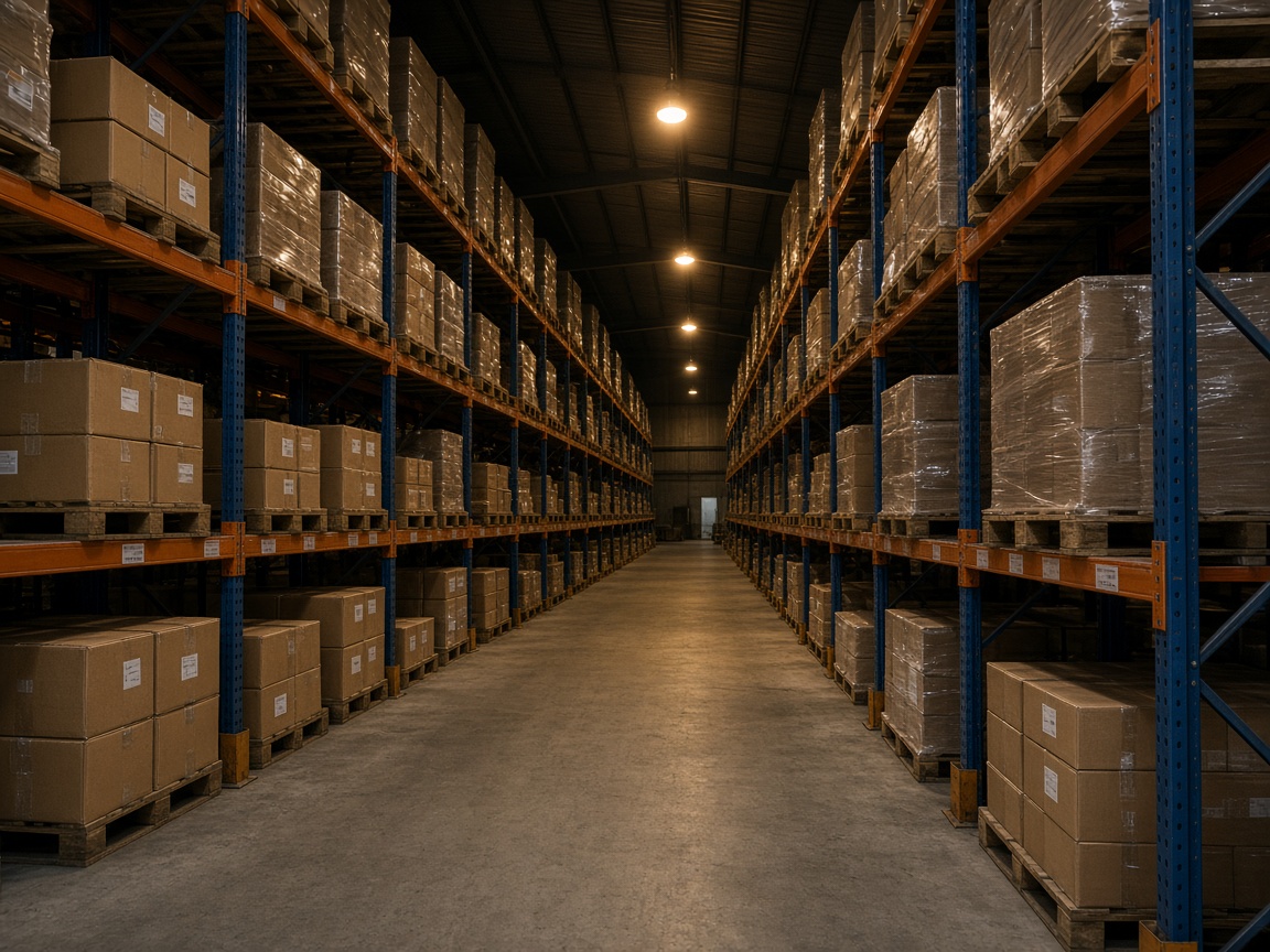 Warehouse aisle with pallet racking